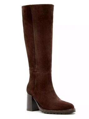 La Canadienne Women's Lanna City Dry Stacked Heel Boots - Brown Suede - NWT